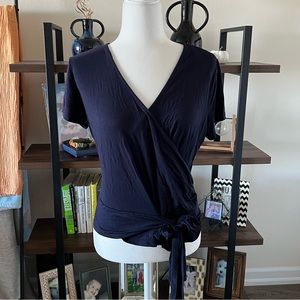 Vince Camuto Navy Wrap Top